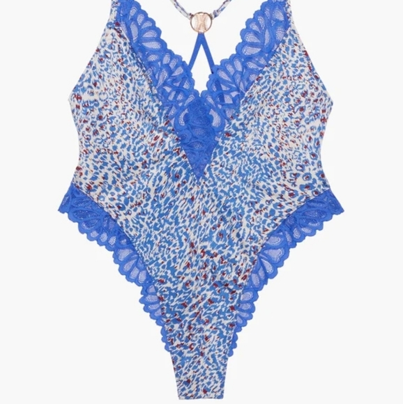 Savage X Fenty Blue Cyber Cafe Teddy & Stocking - Picture 5 of 16